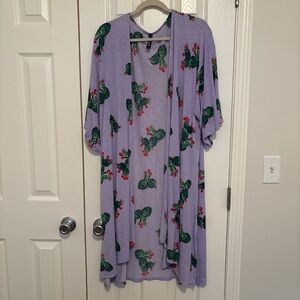 Purple Kimono with Cactus Print